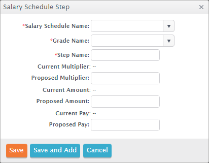 salary schedule detail step add hr popup opens click